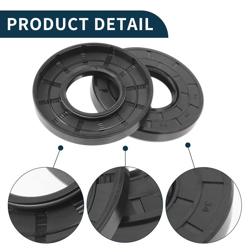 TUCKBOLD Universal Oil Seal TC Double Lip W Steel Spring Seal Ring Rotary Shaft Seal 34x72x10mm High Pressure NBR Rubber Black 5 Pcs - Image 5